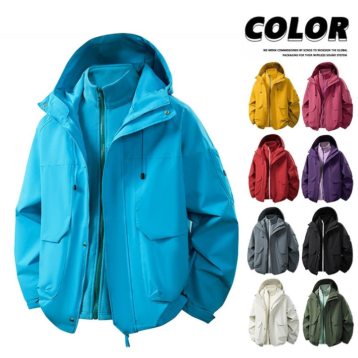 Herren Wasserabweisende Doppeljacke mit abnehmbarer Fleece‑Innenjacke und Kapuze Drune