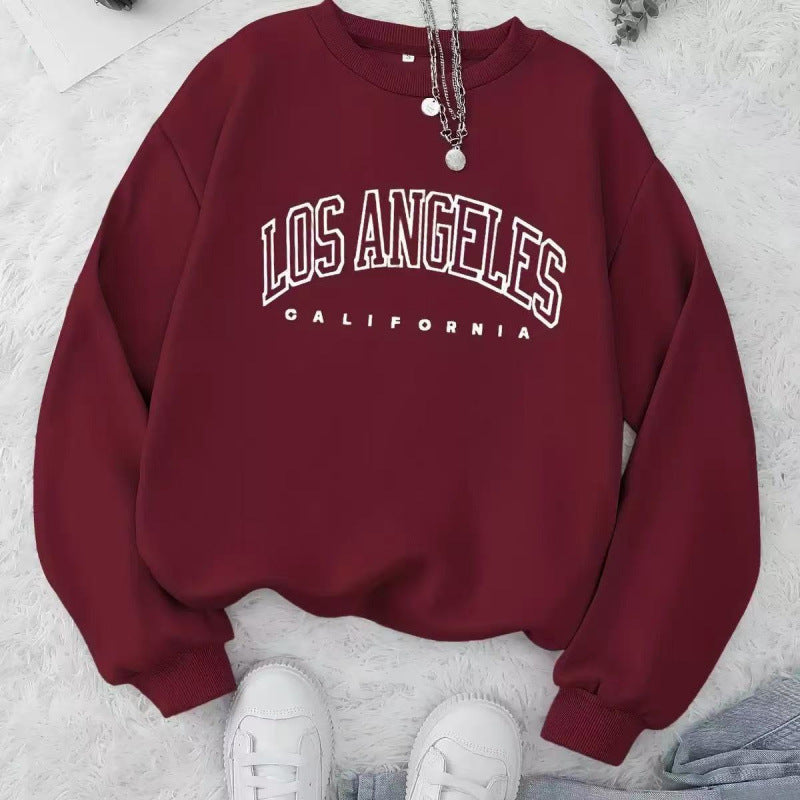 Damen Lässiger Sweatshirt mit Vintage Los Angeles Druck Drune