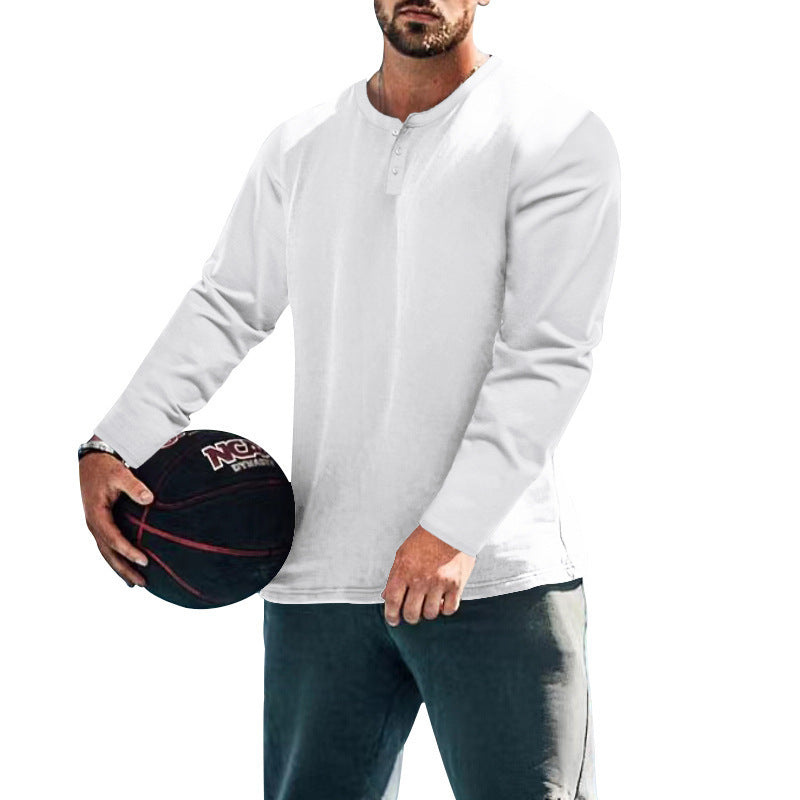 Herren Langärmliges T-Shirt mit Knopfleiste Drune
