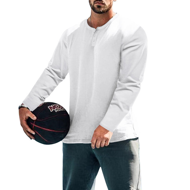 Herren Langärmliges T-Shirt mit Knopfleiste Drune