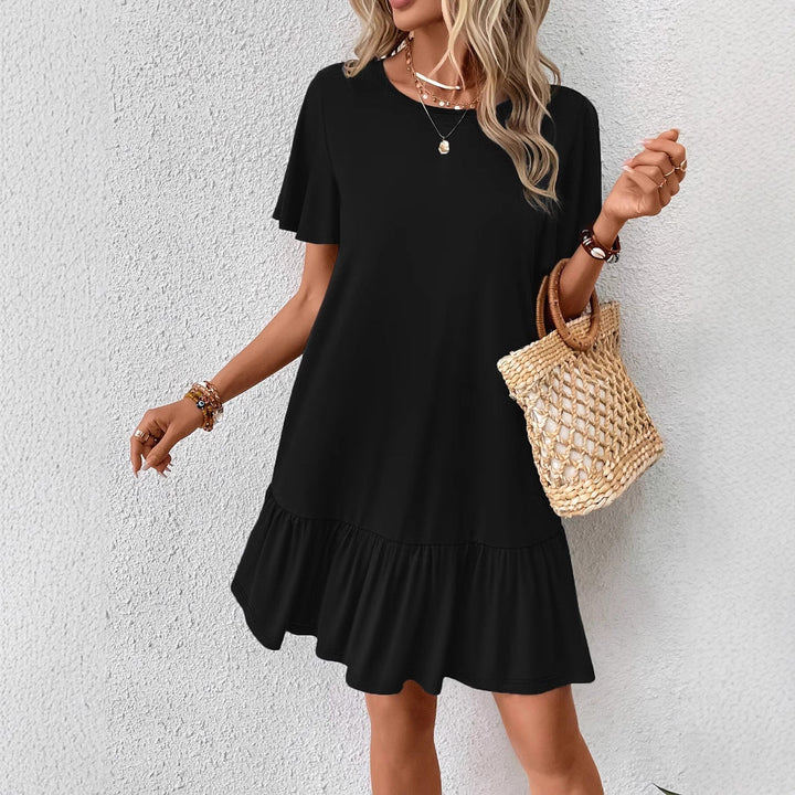 Damen Freizeitkleid mit voluminösen Rüschen und lässigen Ärmeln Drune