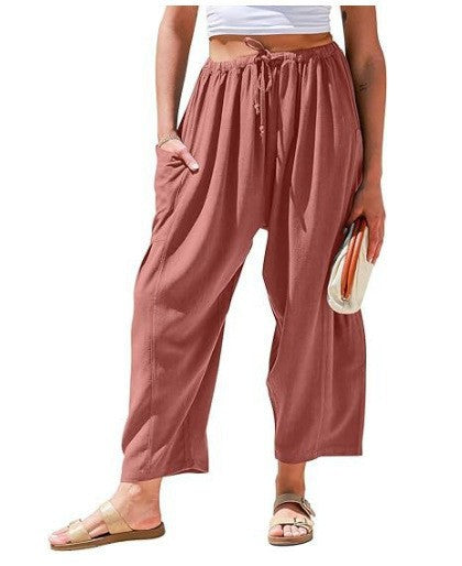 Damen Weit geschnittene Sommerhose mit elastischem Bund und praktischen Seitentaschen Drune