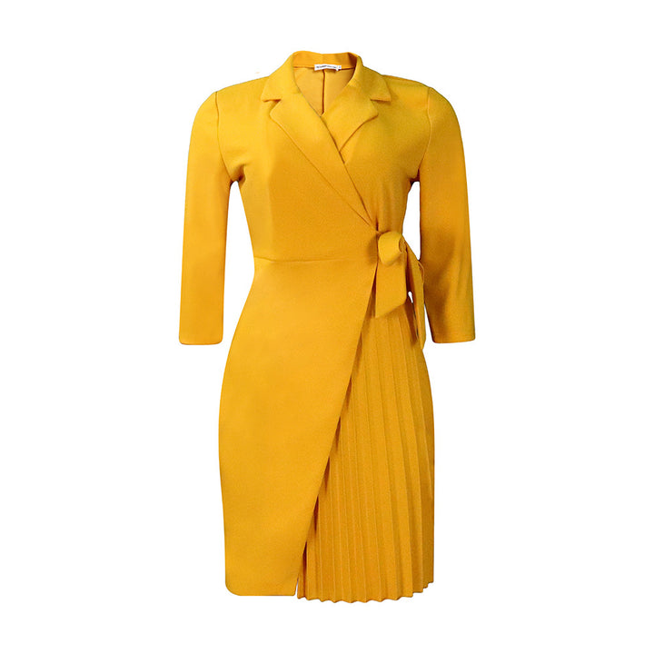 Damen Wickelkleid mit elegantem Blazer-Stil und plissierten Details Drune