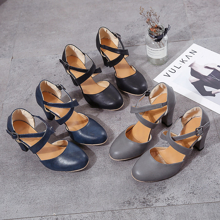 Damen Hochwertige Riemchen-Pumps mit Blockabsatz Drune