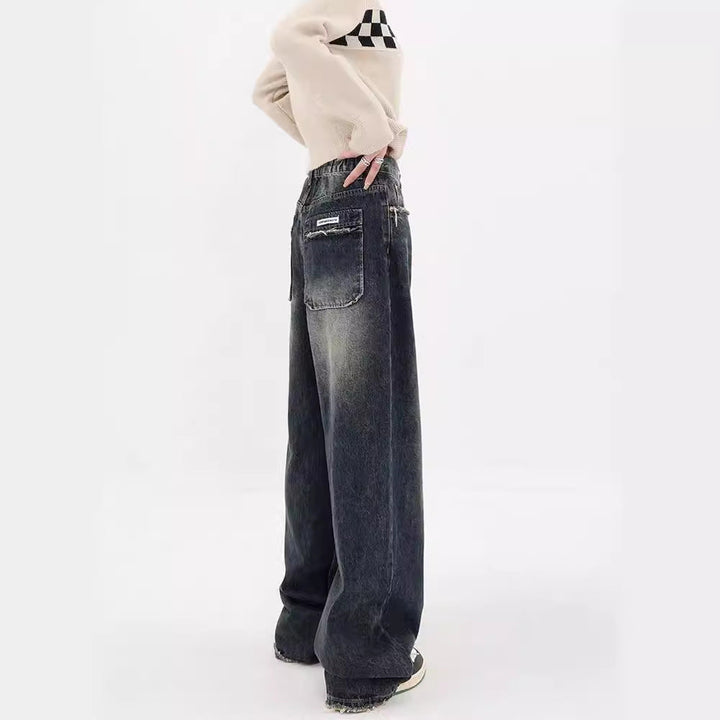 Damen Weite Baggy-Jeans mit authentischem Used-Look Drune