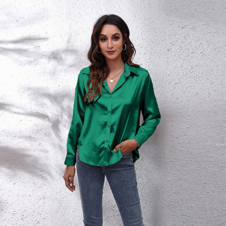 Damen elegante Satinbluse Drune