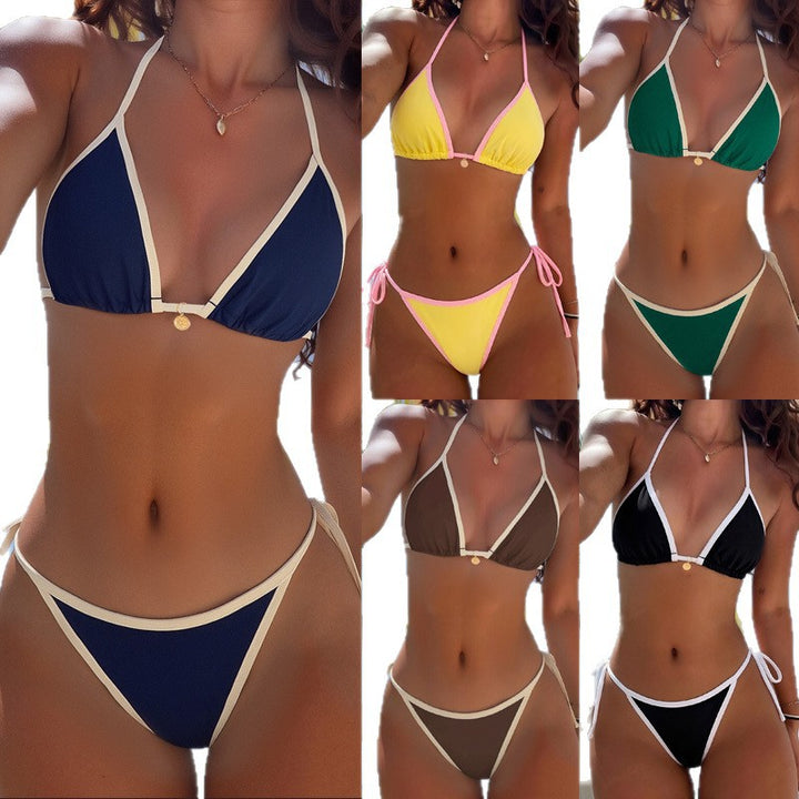 Damen Triangel-Bikini mit verstellbaren Trägern und eleganter Ziernaht Drune