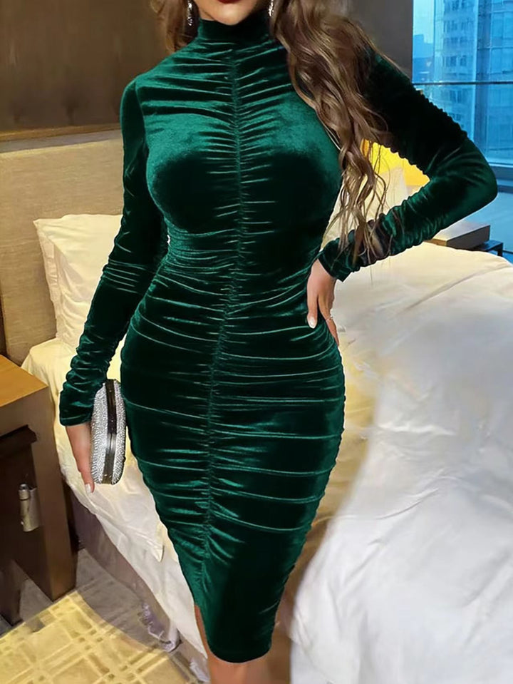 Damen Elegantes figurbetontes Samtkleid Drune