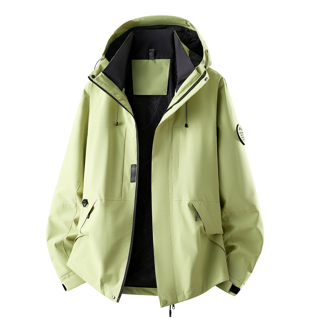 Herren Wasserabweisende Oversize-Outdoorjacke mit Kapuze, atmungsaktivem Softshell & Utility‑Taschen Drune
