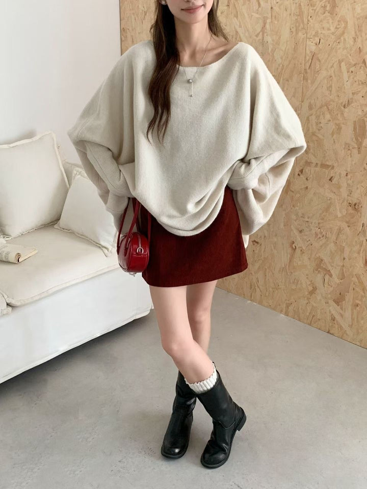 Damen Oversized Strickpullover mit lässigem Schnitt und dramatischen Ärmeln Drune