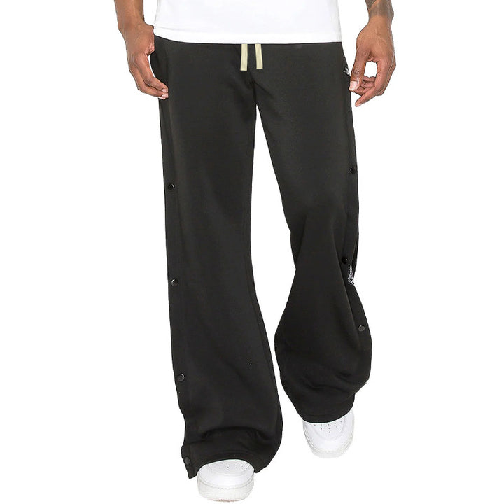 Herren Weite Sweatpants mit seitlicher Druckknopf‑Öffnung & Bandana‑Einsatz Drune