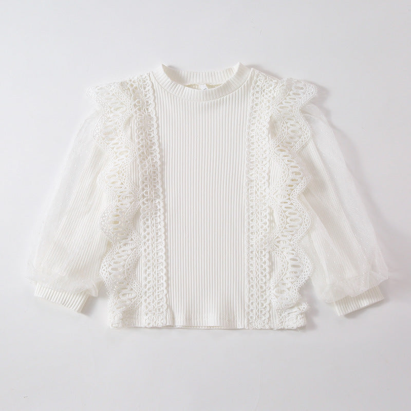 Mädchen Sweatshirt mit romantischen Rüschenärmeln Drune