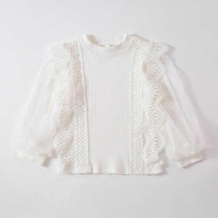 Mädchen Sweatshirt mit romantischen Rüschenärmeln Drune