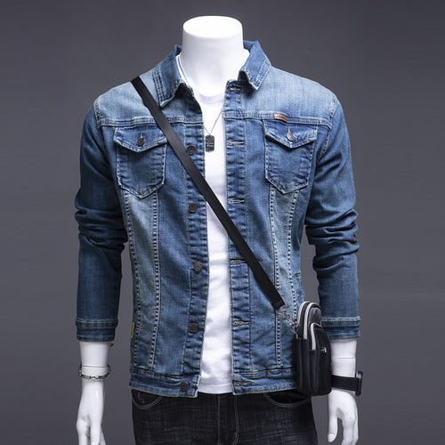 Herren Modische Jeansjacke mit Brusttaschen Drune