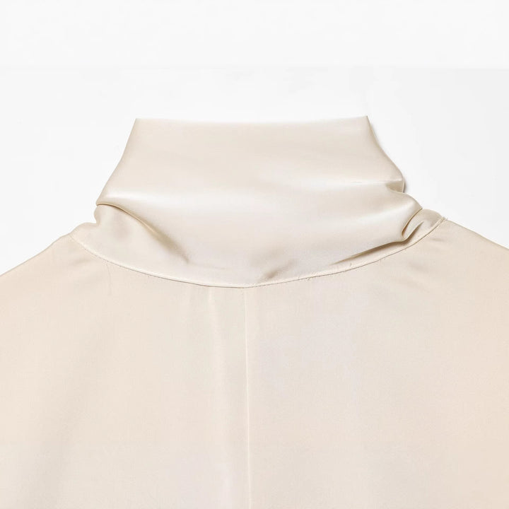 Damen Langes Hemdblusen-Kleid mit Schleifenkragen und Kimonoärmeln Drune