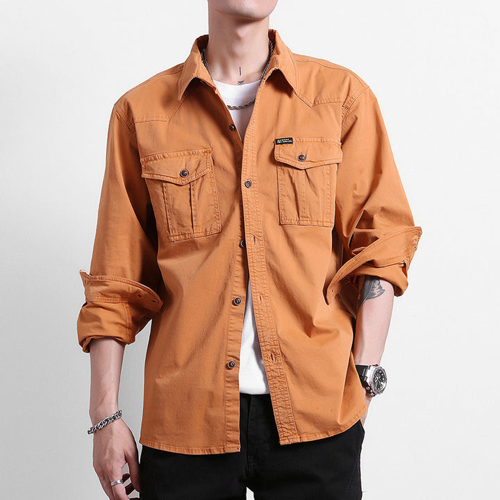 Herren Lockeres Utility-Hemd mit Pattentaschen und Workwear-Details Drune