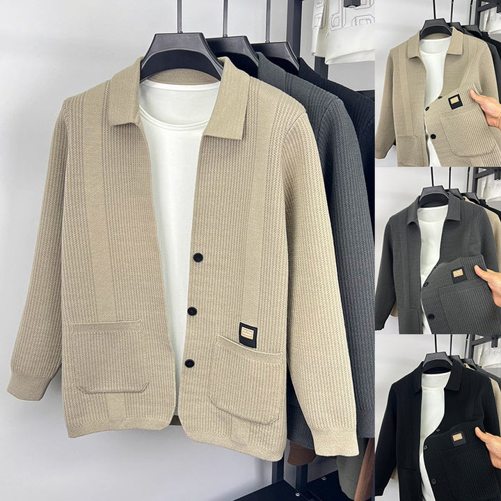 Herren Modische Strickjacke mit Lochmuster Drune