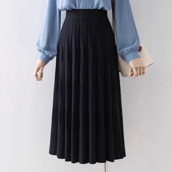 Damen Eleganter plissierter Midirock mit hohem Bund Drune