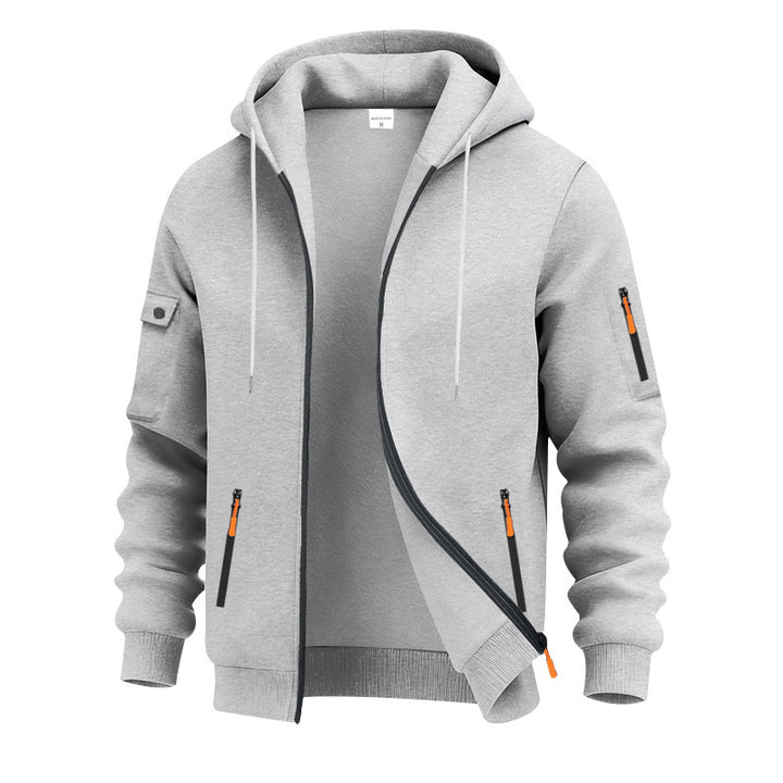 Herren nan technische Kapuzenjacke mit Reißverschluss, zipptaschen und Ärmeltasche Drune