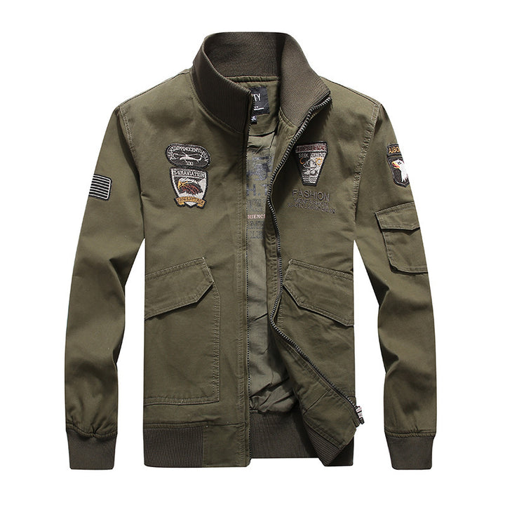 Herren Field-Bomberjacke aus robustem Canvas mit Aufnäher-Details und Ärmelpattentasche Drune