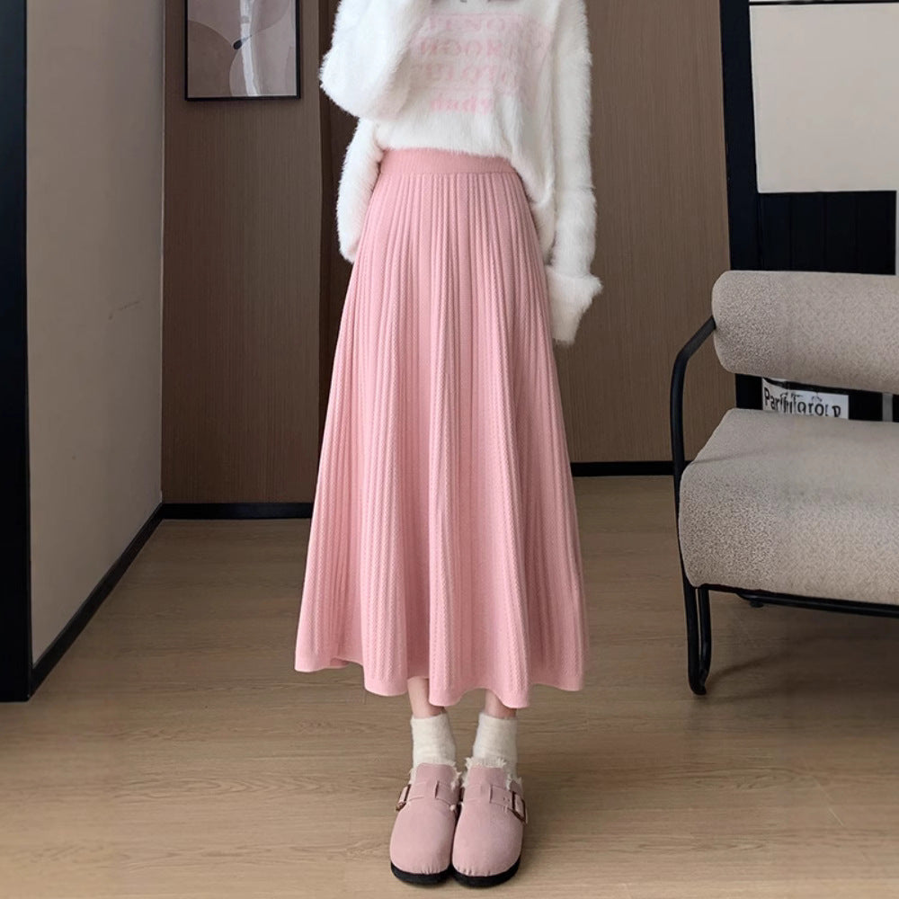 Damen Eleganter Plissee-Midirock mit hohem Bund Drune