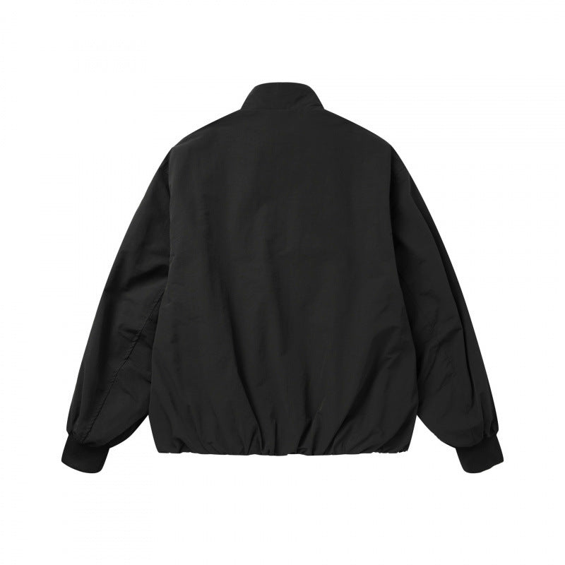 Unisex Leichte Boxy-Outdoorjacke im Trackstil mit hohem Stehkragen, Reißverschlusstaschen und elastischem Saum Drune