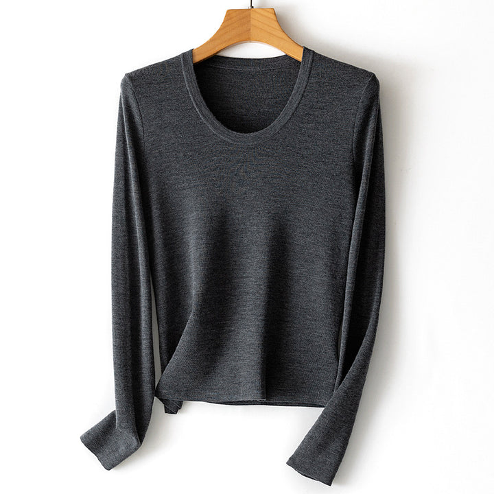 Damen Feinstrick-Langarmshirt mit Rundhalsausschnitt und leichter A-Linie Drune