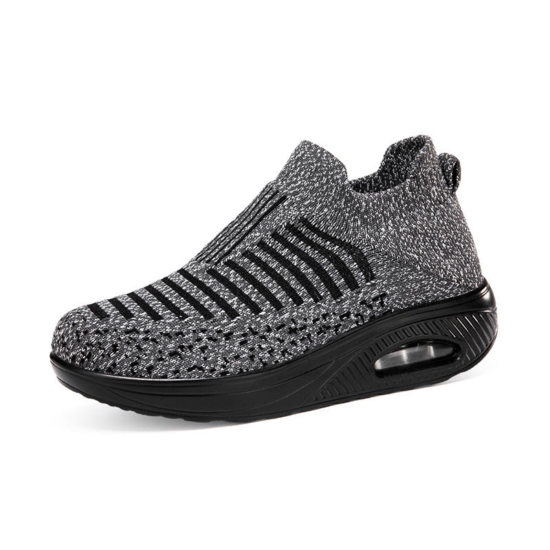Damen nan gestrickter Schlupf-Walking-Sneaker mit anatomischer Pronationsstütze, Luftpolster-Zwischensohle und sockenähnlichem Schaft Drune