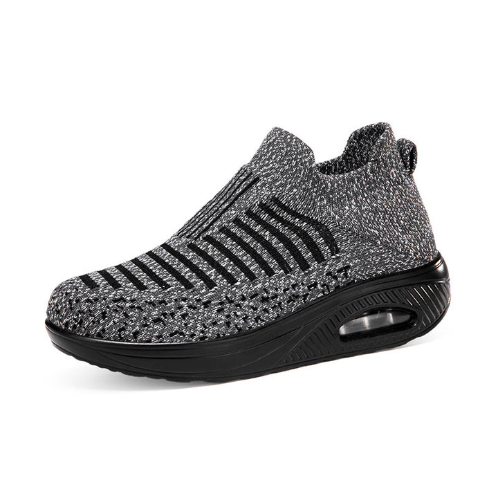 Damen nan gestrickter Schlupf-Walking-Sneaker mit anatomischer Pronationsstütze, Luftpolster-Zwischensohle und sockenähnlichem Schaft Drune