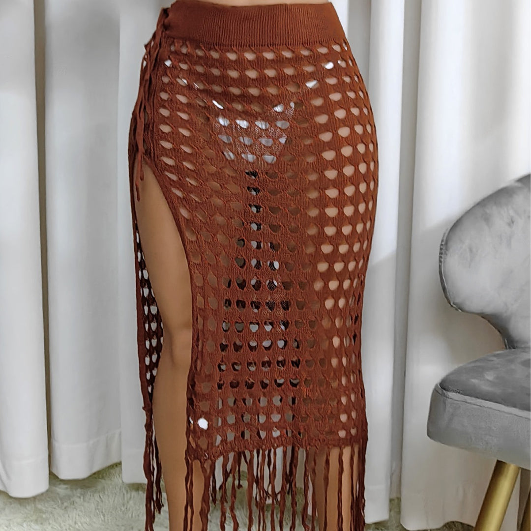 Damen Halsferner Häkelrock Drune