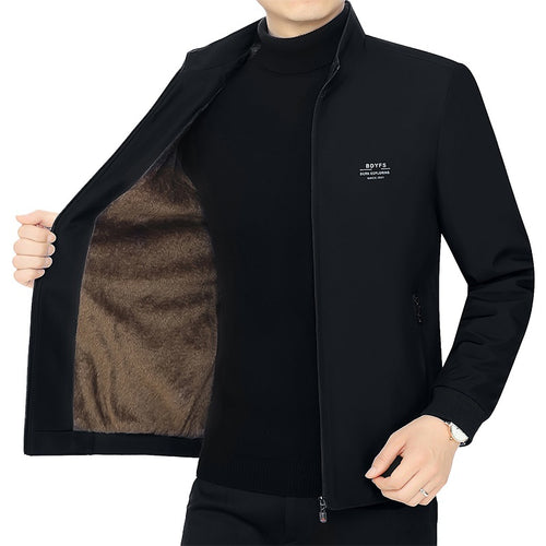 Herren Stehkragen-Übergangsjacke mit wärmendem Kunstfell-Innenfutter Drune