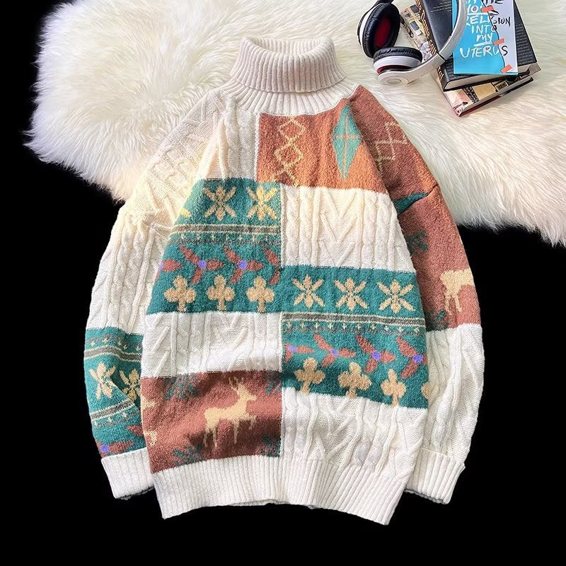 Damen Strickpullover mit modischem Zopfmuster und hohem Kragen Drune