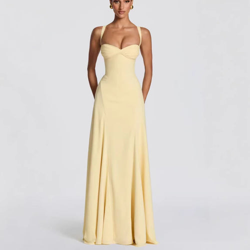 Damen Elegantes Maxikleid mit herzförmigem Ausschnitt und fließendem Stoff Drune