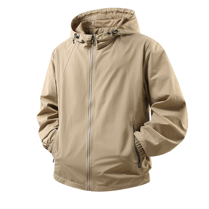 Herren Leichte atmungsaktive Kapuzen-Windjacke mit Mesh-Innenfutter und Reißverschlusstaschen Drune