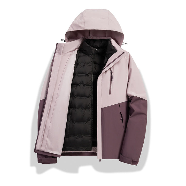 Damen 2-in-1 wasserdichte Winterjacke mit abnehmbarer Daunen-Innenweste Drune