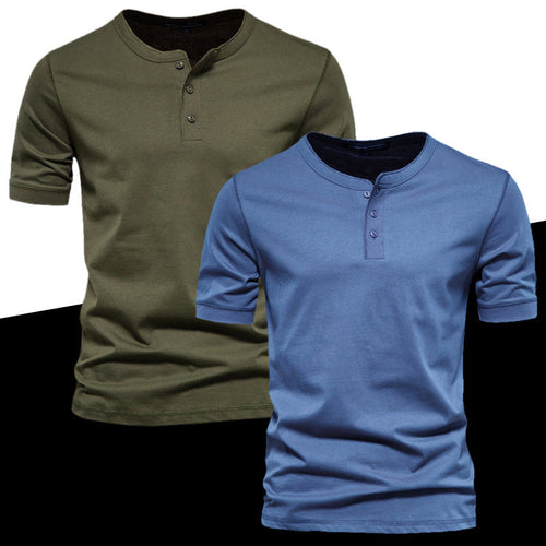 Herren Kurzarm-Henley-Shirt mit praktischer Knopfleiste und bequemer Passform Drune
