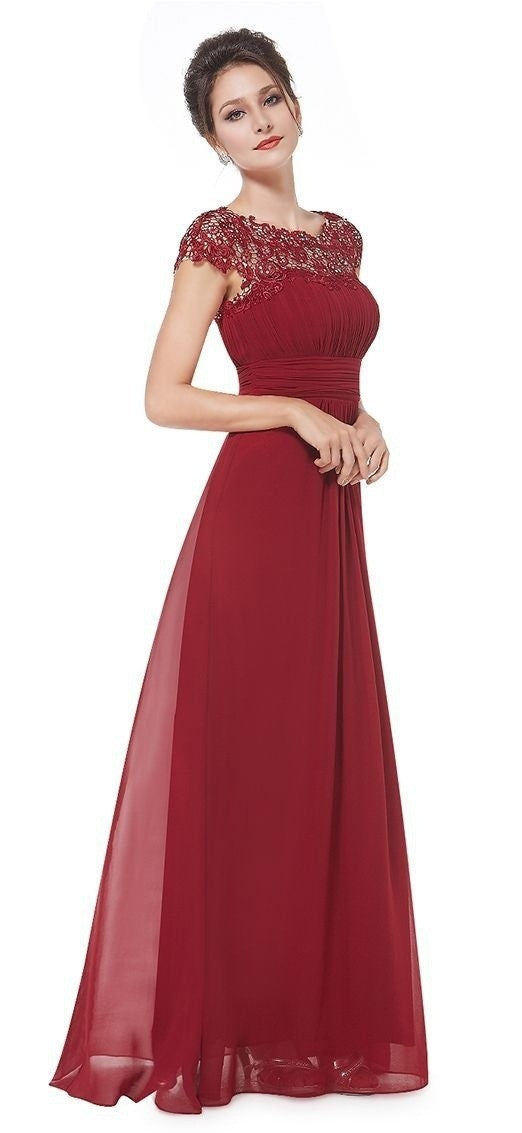 Damen Elegantes Abendkleid mit feiner Spitze und fließendem Rock Drune