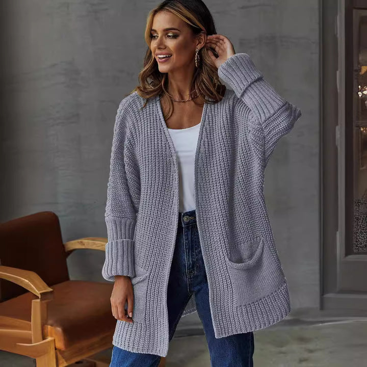 Damen Grobstrick Cardigan mit praktischen Taschen und oversized Passform Drune