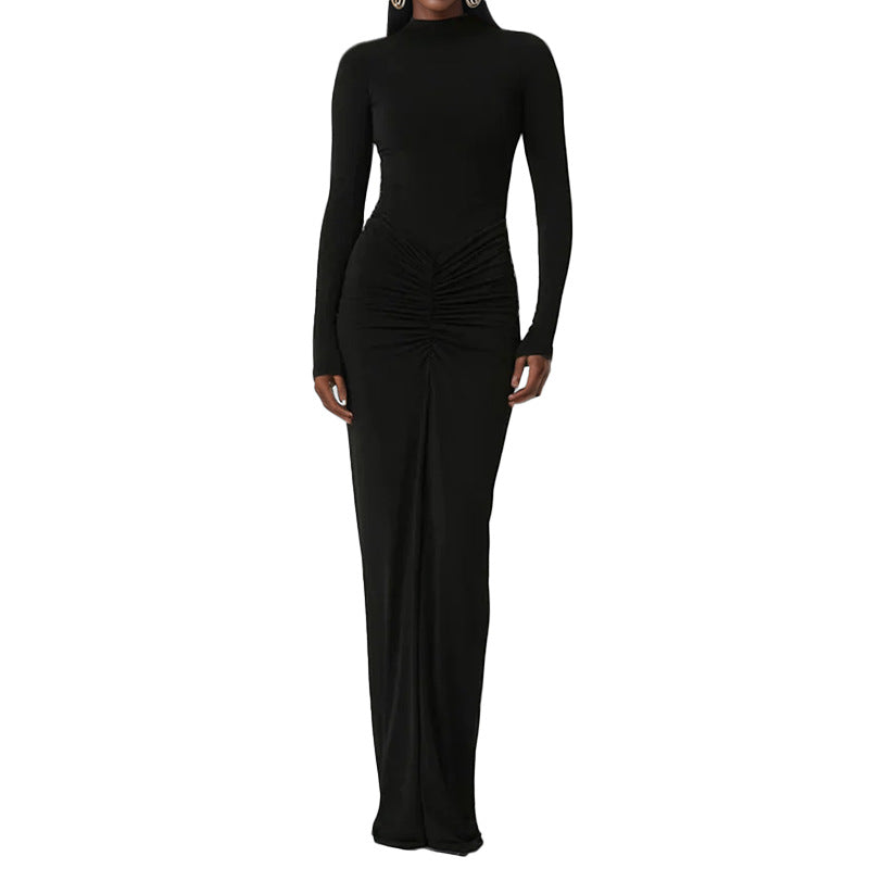 Damen Elegantes Maxikleid mit enganliegendem Schnitt und tiefem Ausschnitt Drune