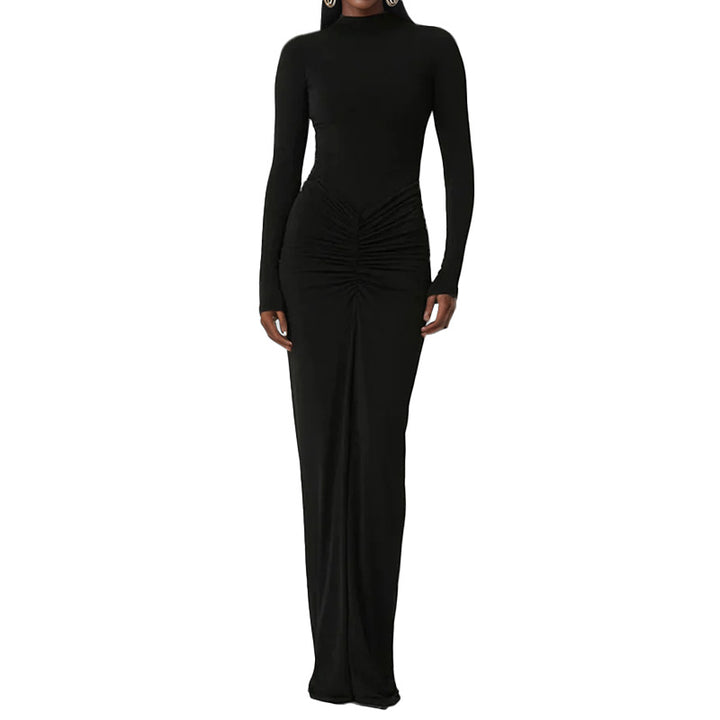 Damen Elegantes Maxikleid mit enganliegendem Schnitt und tiefem Ausschnitt Drune