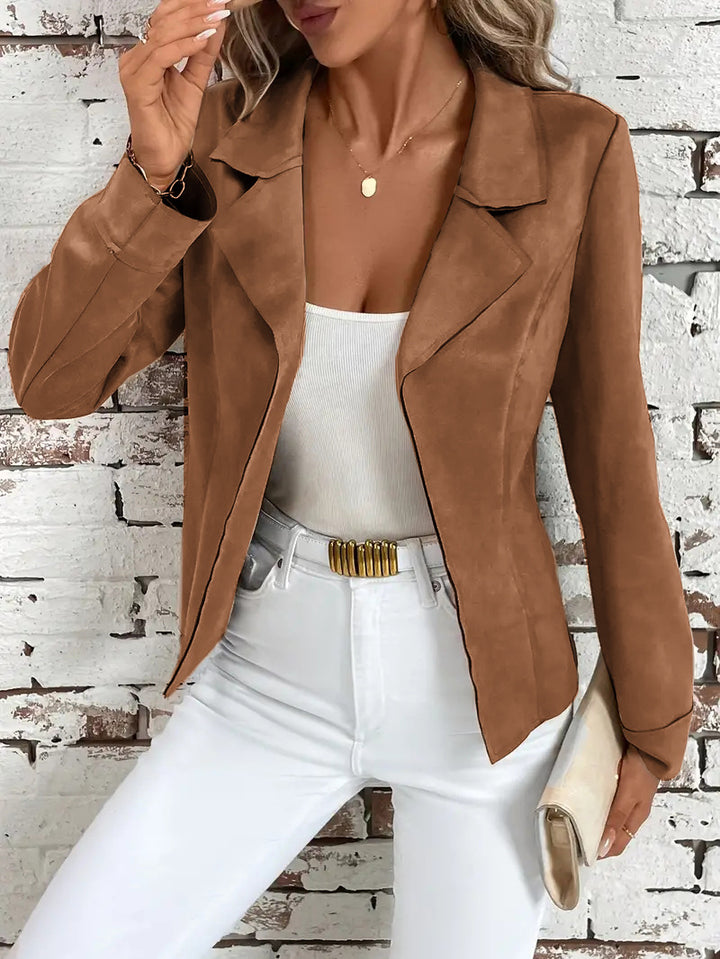 Damen elegante Wildlederjacke mit modernem Schnitt Drune