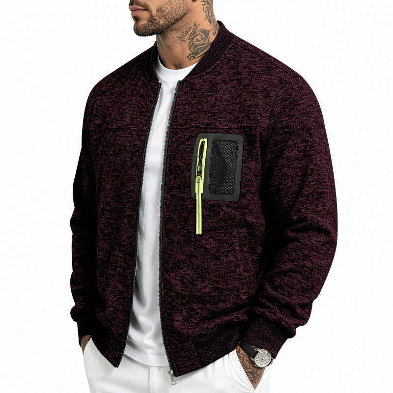 Herren Strick-Bomberjacke mit funktionaler Brusttasche und Reißverschluss Drune