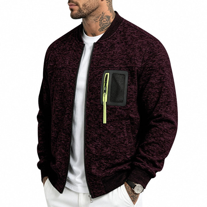Herren Strick-Bomberjacke mit funktionaler Brusttasche und Reißverschluss Drune