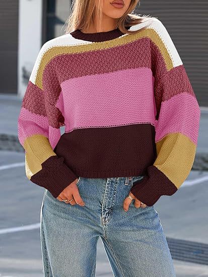Damen Grobstrickpullover mit Farbblockdesign und oversized Schnitt Drune