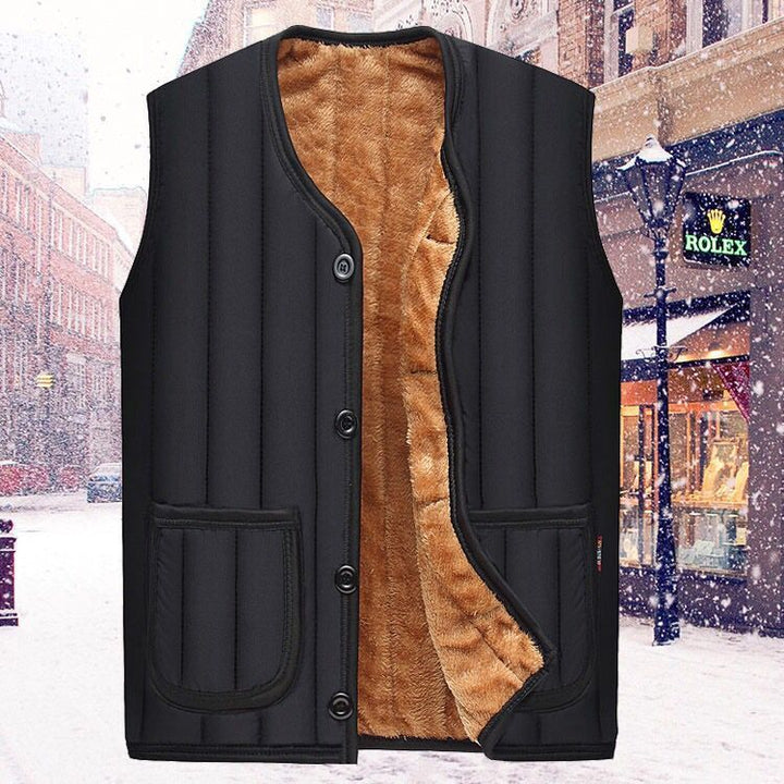 Herren Steppweste mit kuscheliger Teddyfleece‑Innenseite, knöpfbare Front und aufgesetzten Taschen Drune