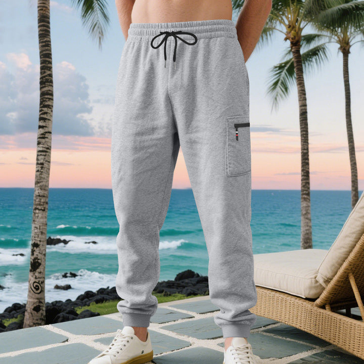 Herren lässige Jogginghose mit Cargo-Reißverschlusstasche, elastischem Bund und gerippten Bündchen Drune