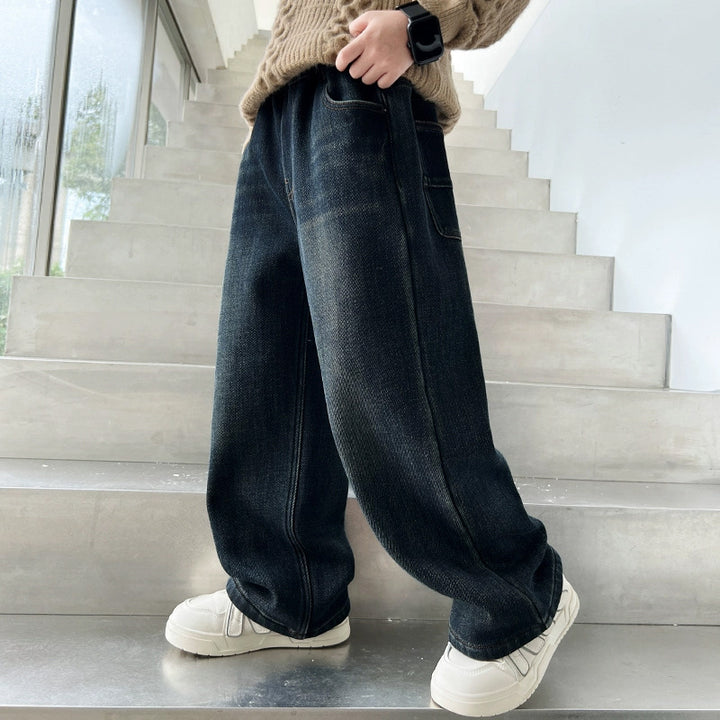 Unisex lässige weit geschnittene Jeans mit praktischen Seitentaschen Drune