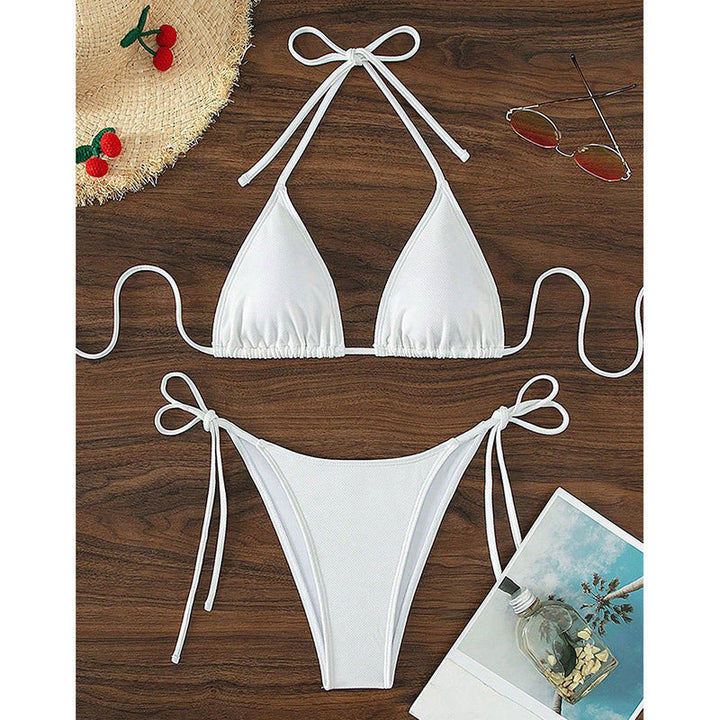 Damen Triangel-Bikini mit verstellbaren Bindebändern und seitlichen Schleifen Drune