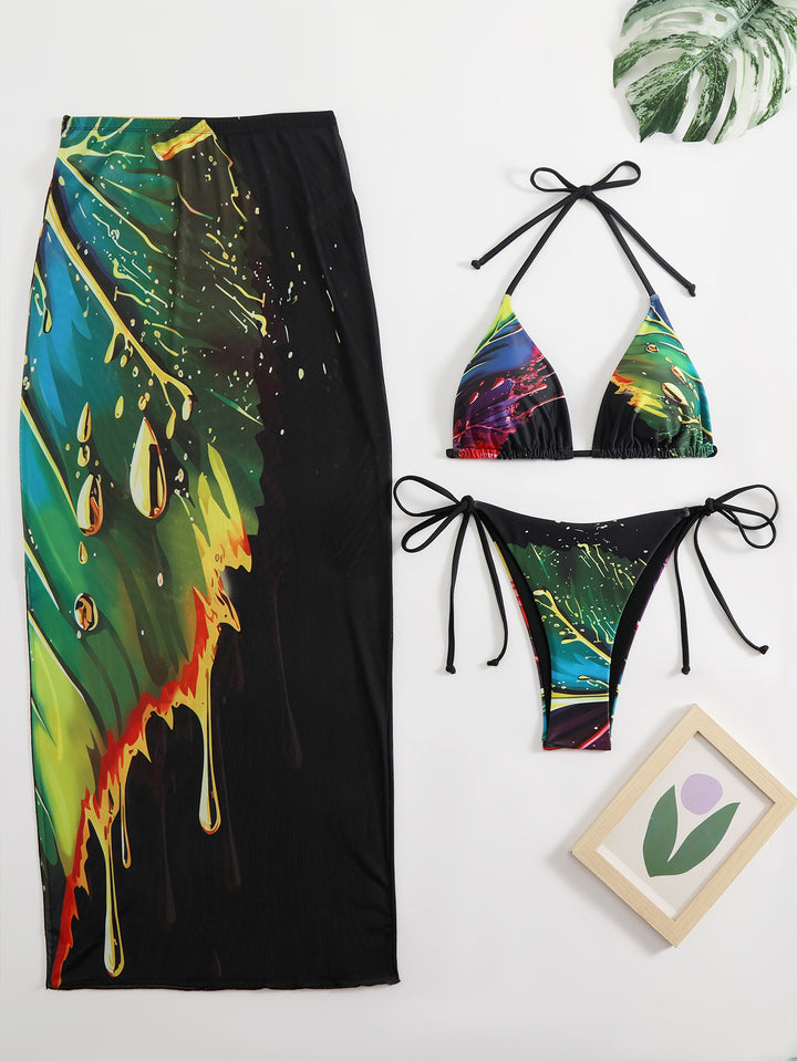 Damen Bikini-Set mit länglichem Rock Drune
