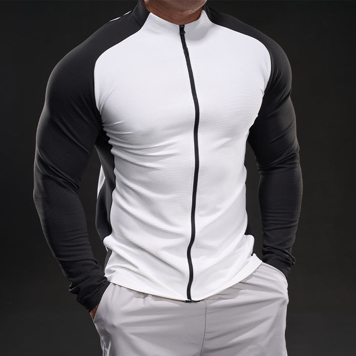 Herren Slim‑Fit Performance‑Trainingsshirt mit durchgehendem Reißverschluss und Raglanärmeln Drune